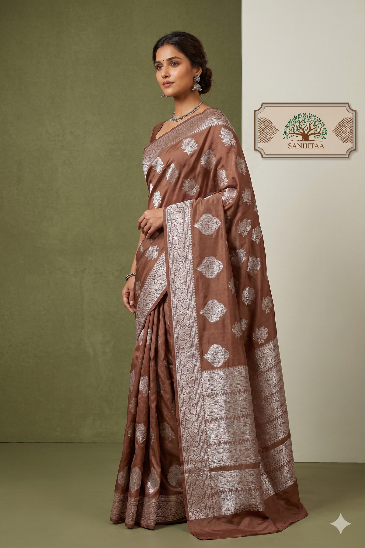 Brown Semi Katan Silk