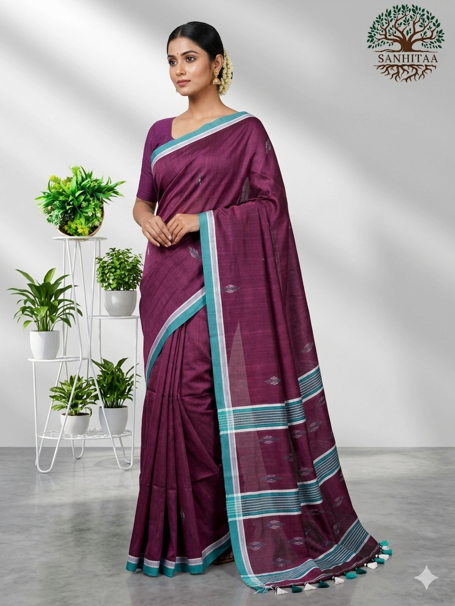 bright purple Khadi Jamdani