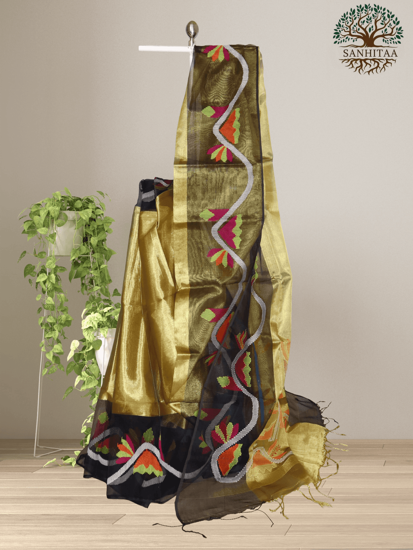 Dual Shade Metallic Silk Jamdani