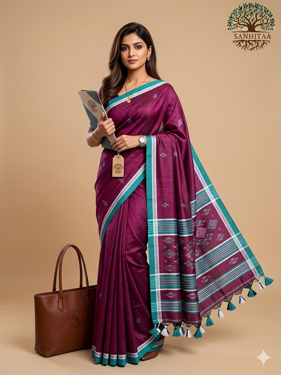 mauve-purple Khadi Cotton