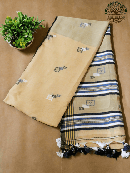 Earthy beige tone Khadi Jamdani