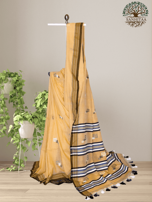 Earthy beige tone Khadi Jamdani