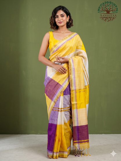 Multi colour Liva Linen Saree