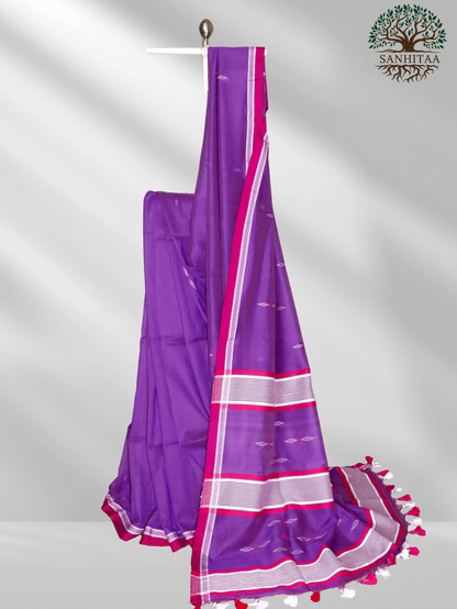 bright purple Khadi Jamdani