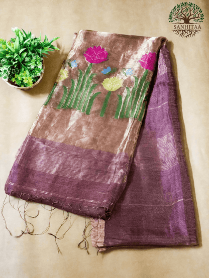 Wine colour Tissue Muslin Silk