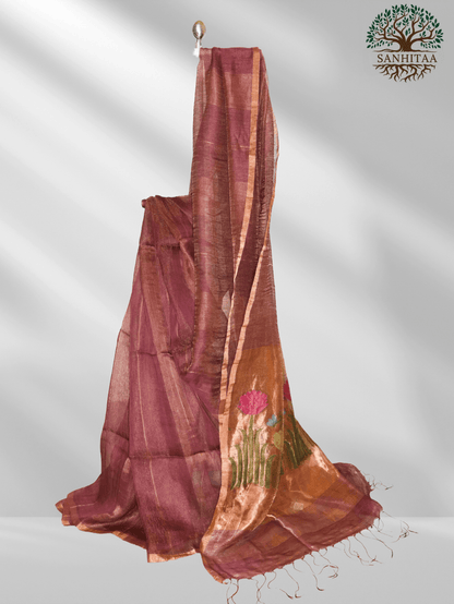 Wine colour Tissue Muslin Silk