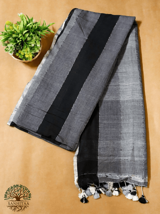Black–grey Mercerised cotton with Lines