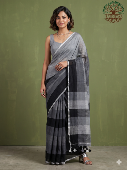 Black–grey Mercerised cotton with Lines