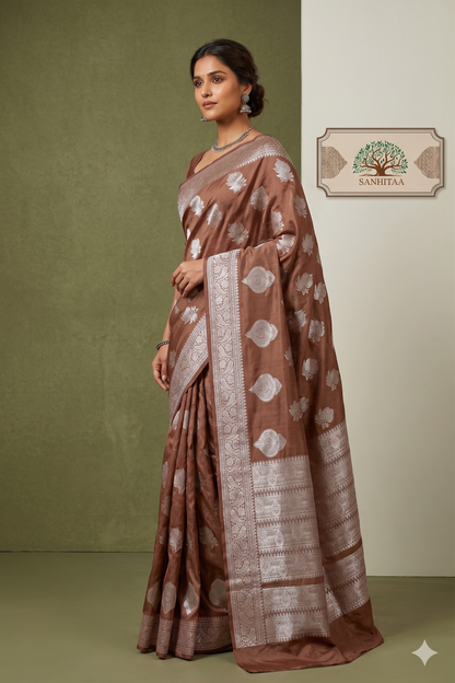 Brown Semi Katan Silk