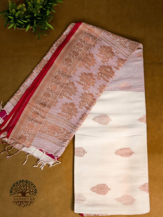 White-Pink Benarasi