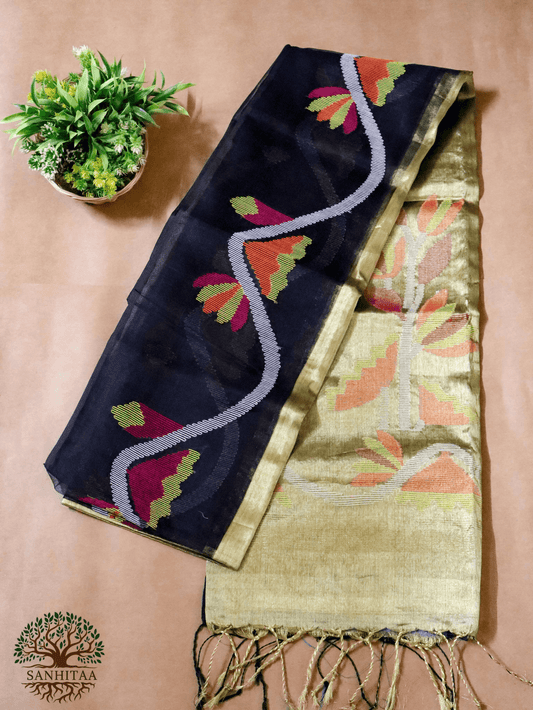Dual Shade Metallic Silk Jamdani