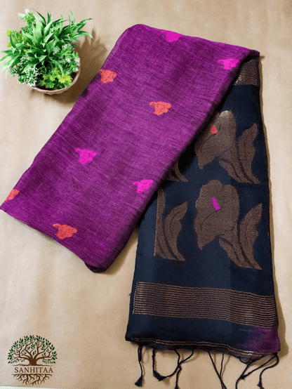 Wine Black Linen Ikkat