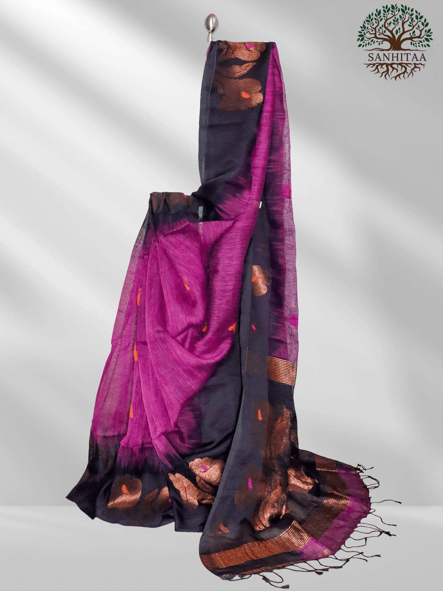 Wine Black Linen Ikkat