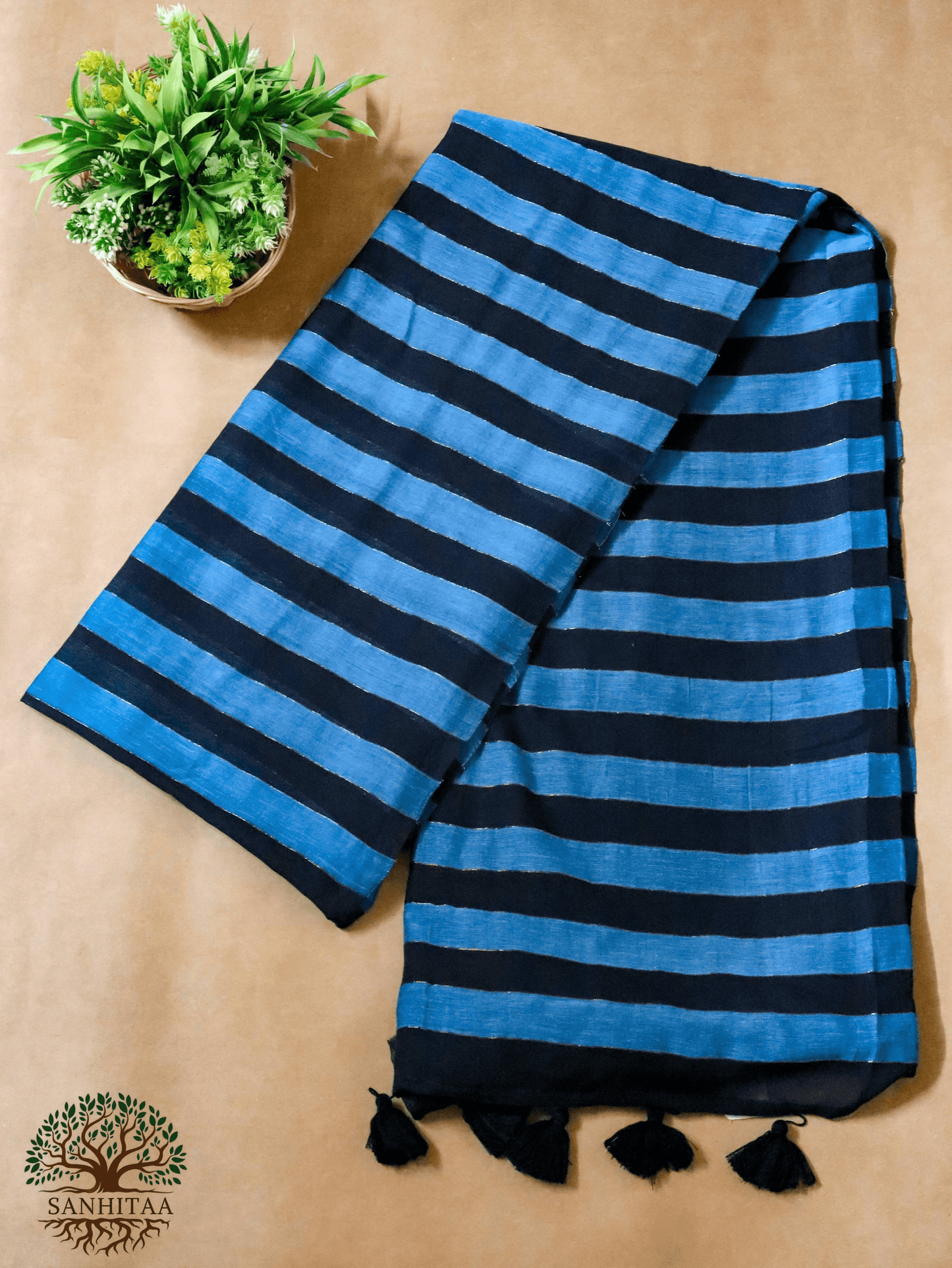 Electric Blue Mul Cotton with Panels