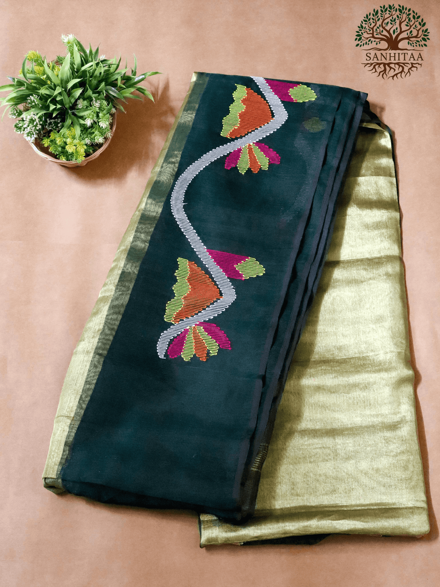 Dual Tone Metallic Silk Jamdani