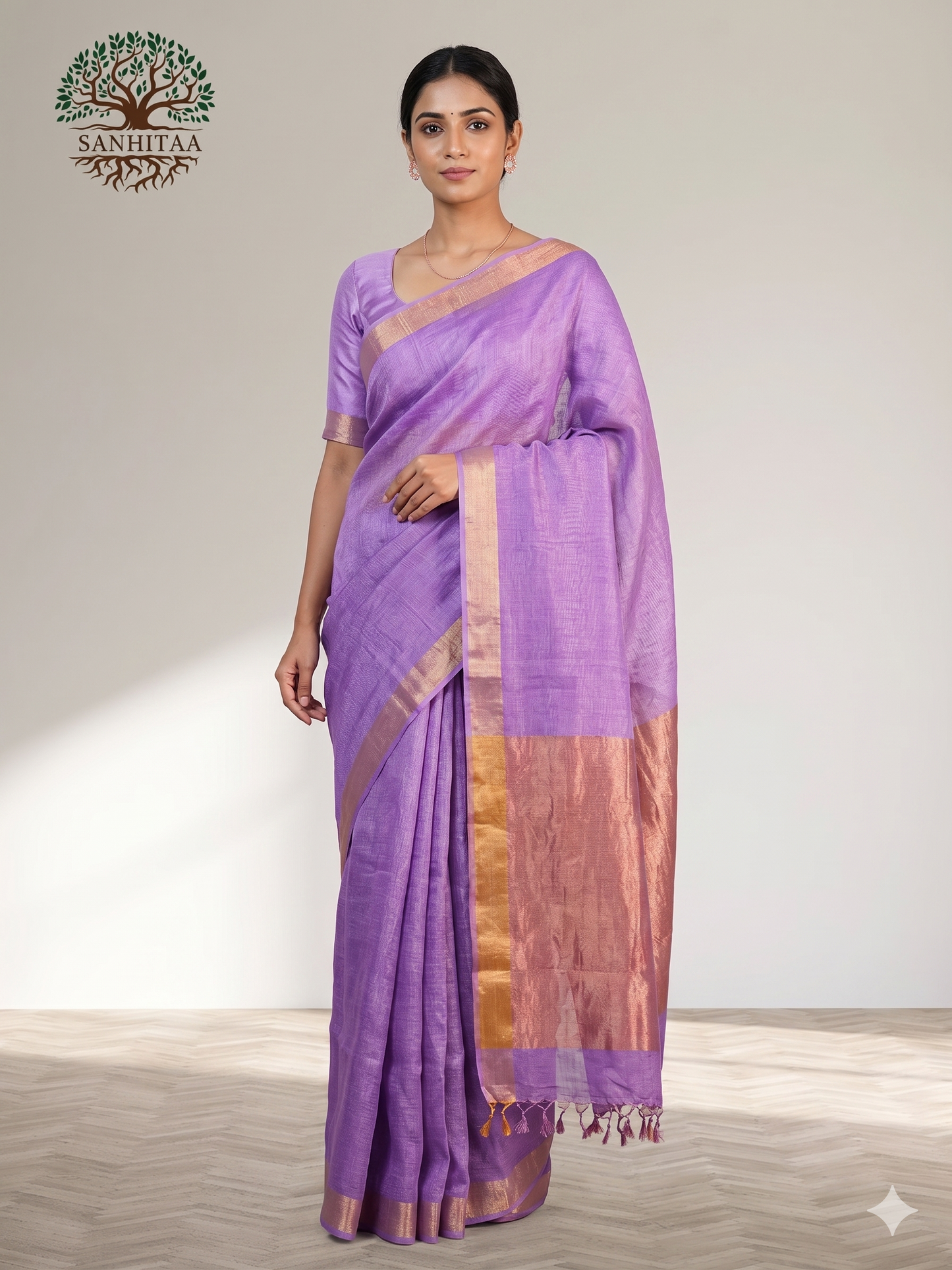 Light Purple Linen Saree