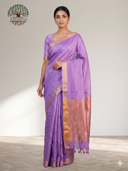 Light Purple Linen Saree