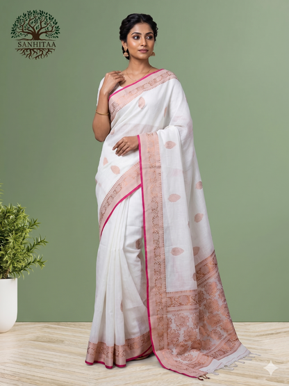 White-Pink Benarasi