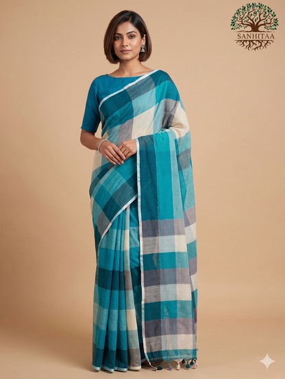 Aqua Blue / Sea Blue Soft Cotton with Checks